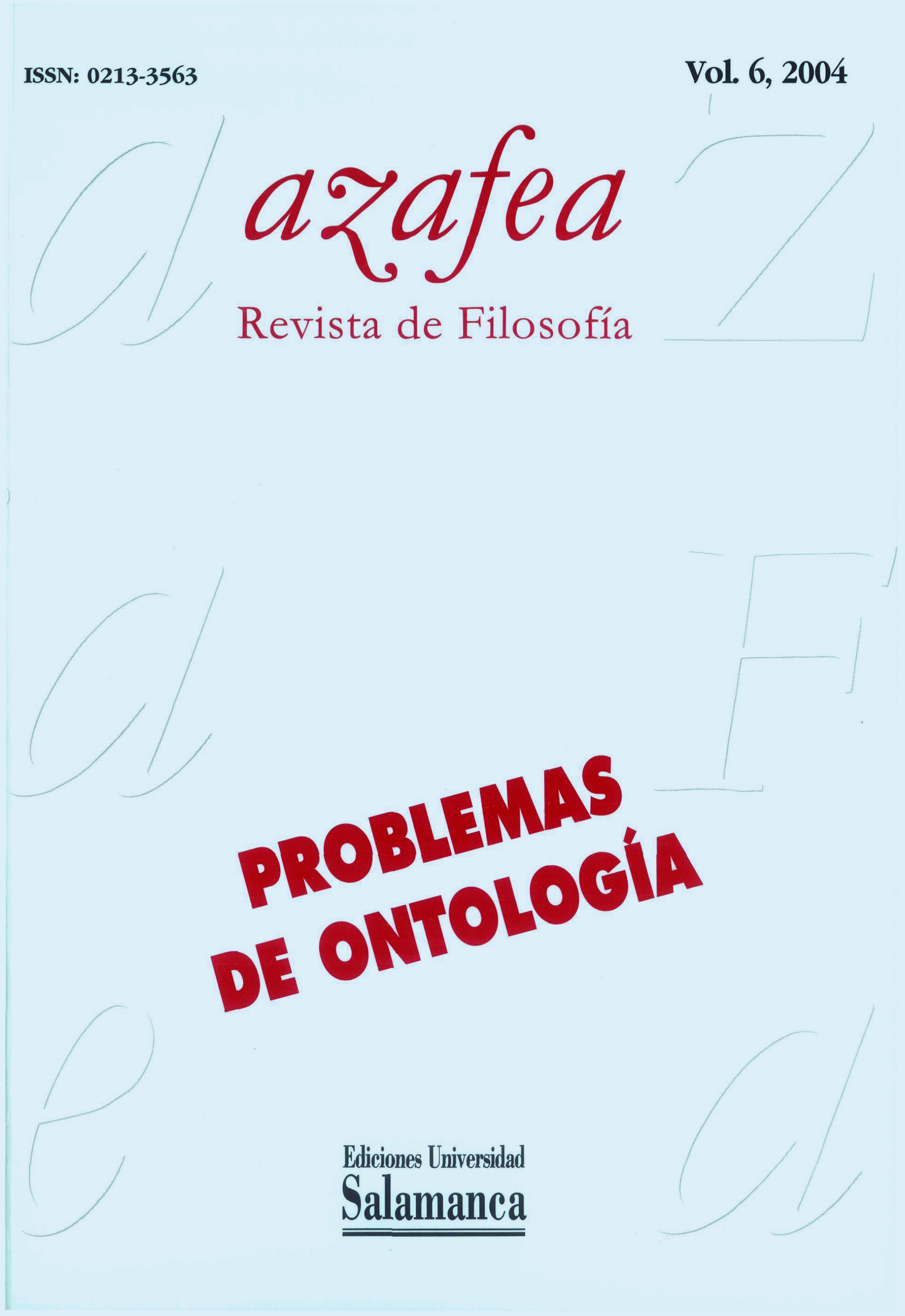                         Ver Vol. 6 (2004): Problemas de ontología
                    